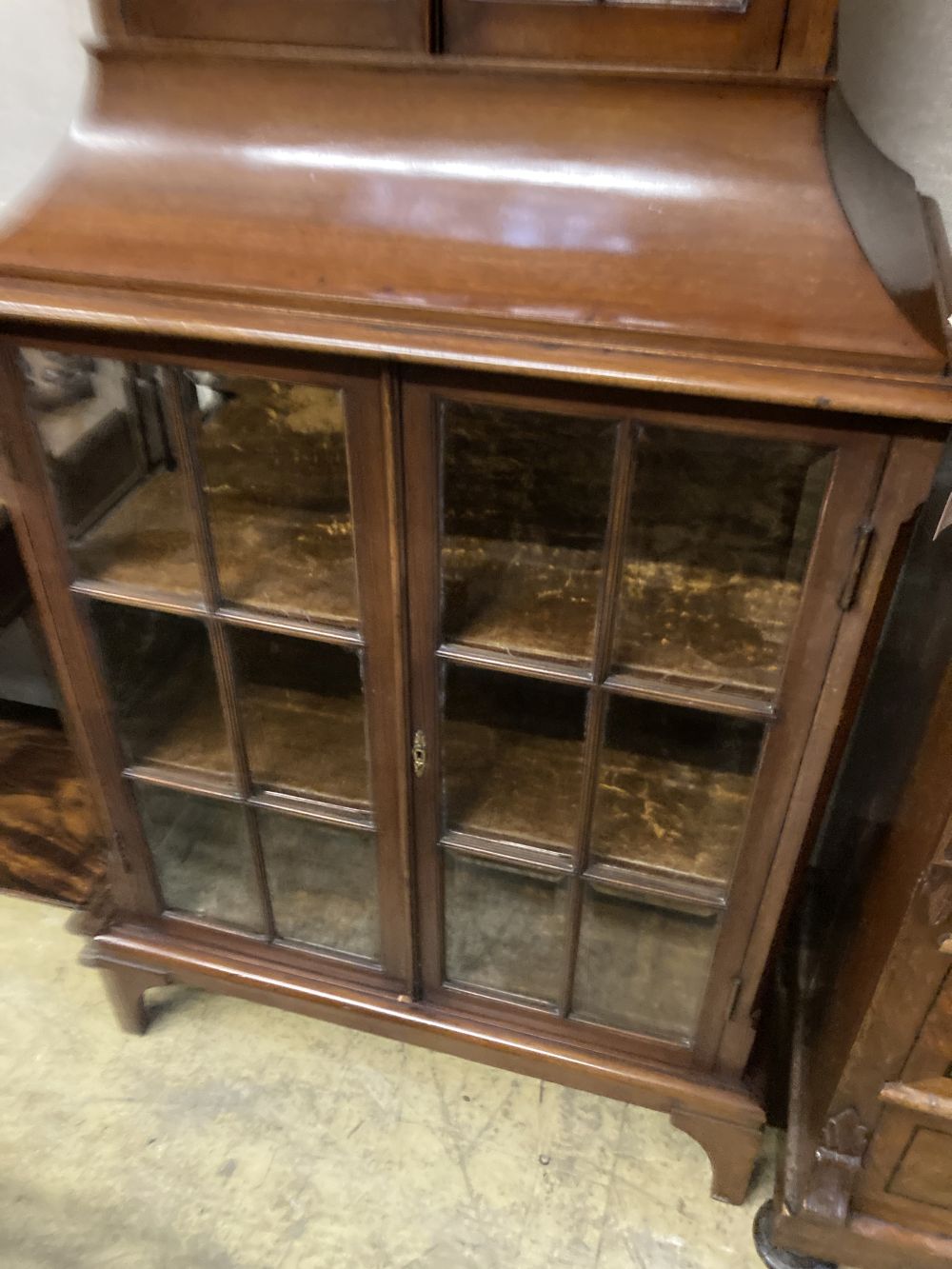 A late Edwardian mahogany china display cabinet, width 77cm depth 44cm height 170cm